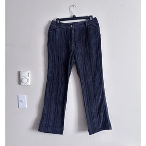 Garnet Hill Textured Corduroy Striped Pants Brown Blue Size 10 Medium Boho Flare